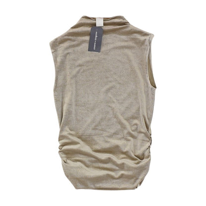 Tan Solid Sleeveless Blouse