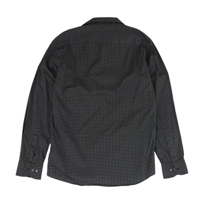 Black Long Plaid Long Sleeve Button Down
