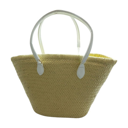 Beige Woven Straw Beach Tote