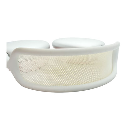 Silver AirPods Max (Lightning) with Red Earpads