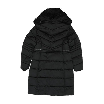 Black Solid Puffer Coat