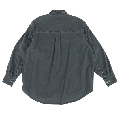Gray Solid Long Sleeve Button Down