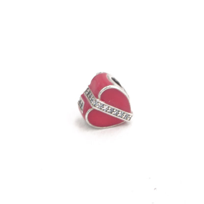 Sterling Silver Pink Gift Wrapped Heart Charm