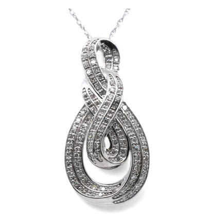 10K White Gold Diamond Double Infinity Pendant Necklace