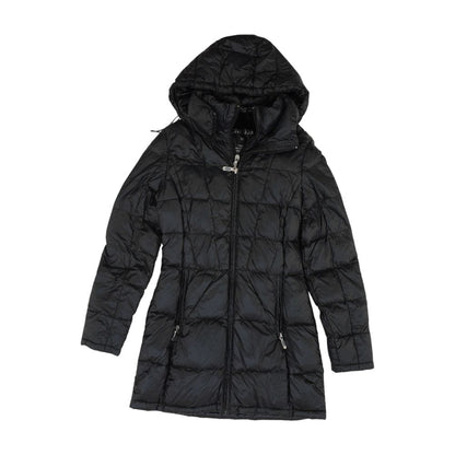 Black Solid Puffer Coat