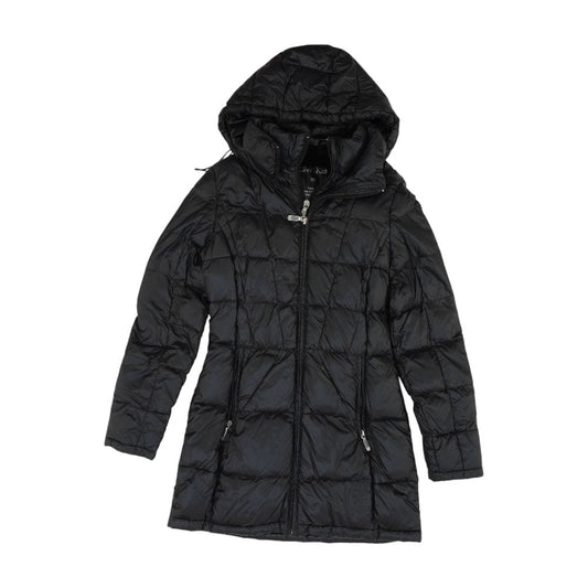 Black Solid Puffer Coat