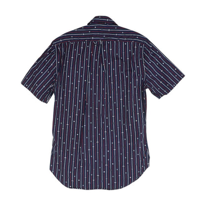 Navy Striped Short Sleeve Button Down