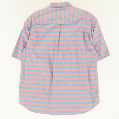 Vintage 1990's Pink/Blue Striped Short Sleeve Button Down