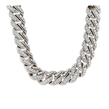 Sterling Silver Cubic Zirconia Blinged-Out Cuban Chain Necklace