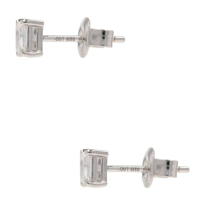 .50 Ct Sterling Silver Emerald Cut Lab Grown Diamond Stud Earrings
