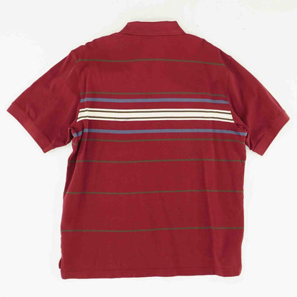 Maroon Striped Short Sleeve Polo