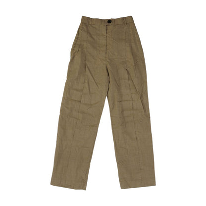 Brown Front Slit Wool Pant