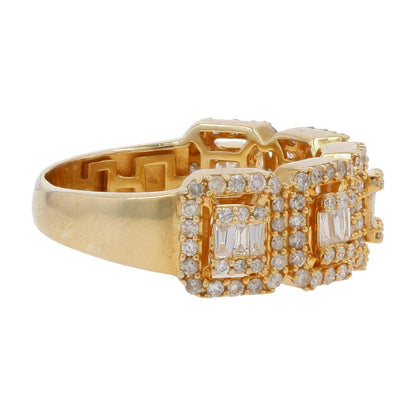 1.10 Ct 10K Gold Diamond Pave Halo Cluster Anniversary Ring