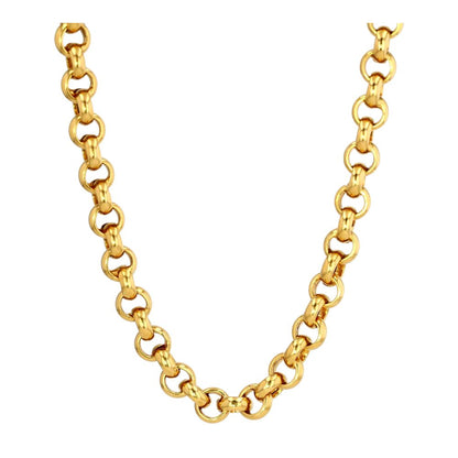 18K Gold Hollow Rolo Link Chain with Large Spring Ring Clasp