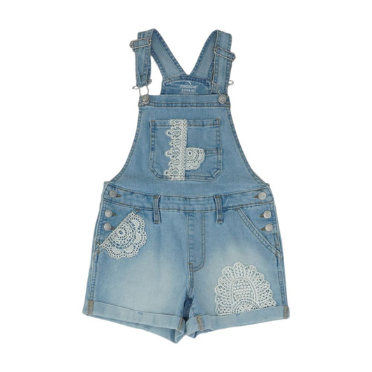 Blue Solid Overalls Shorts