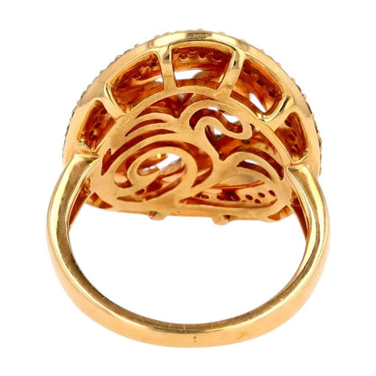 14K Gold White And Yellow Diamond Leaf Design Band