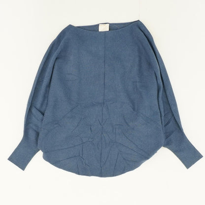 Blue Solid Poncho Sweater