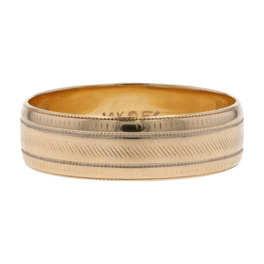 14K Gold Textured Flat Band