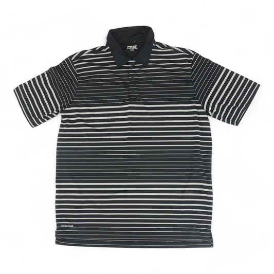 Black Striped Short Sleeve Polo