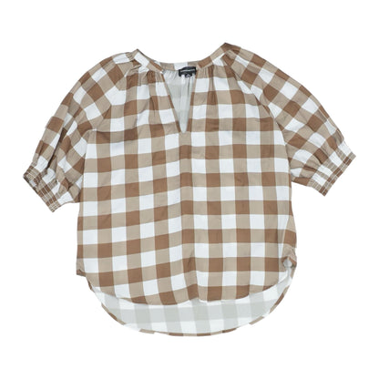 Brown Check Short Sleeve Blouse