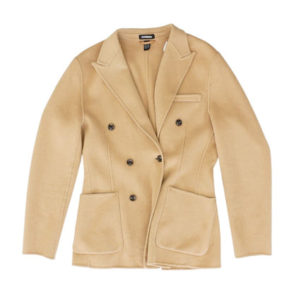Tan Solid Peacoat Coat