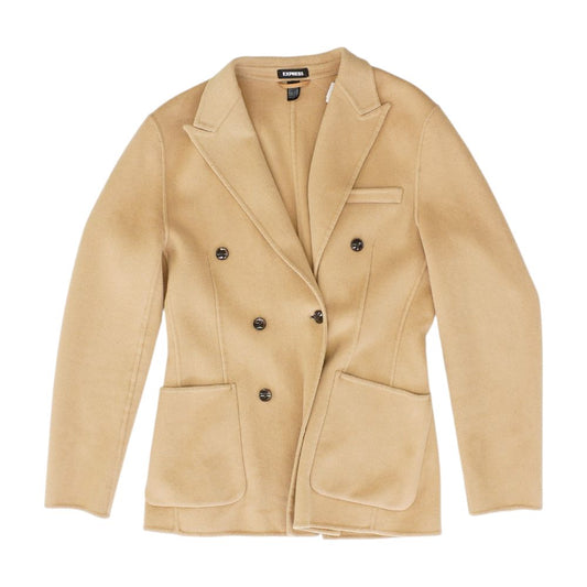 Tan Solid Peacoat Coat