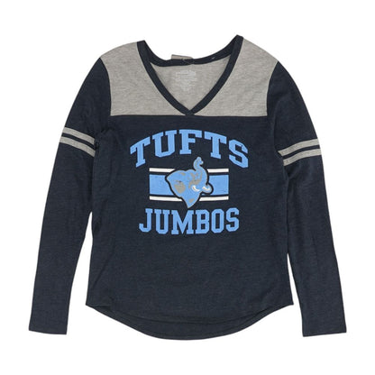 Blue Graphic V Neck Tufts T-Shirt