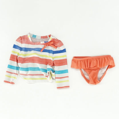 Coral Striped Swimwear