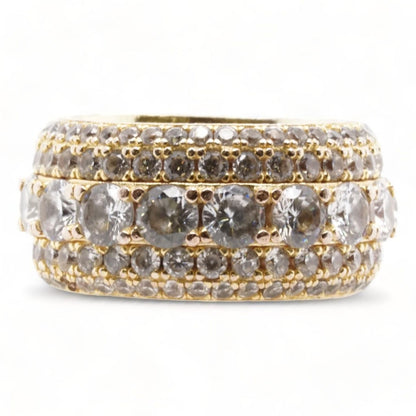 Gold Plated Sterling Silver Wide Cubic Zirconia Eternity Band