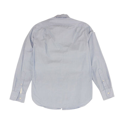 Blue Solid Long Sleeve Button Down