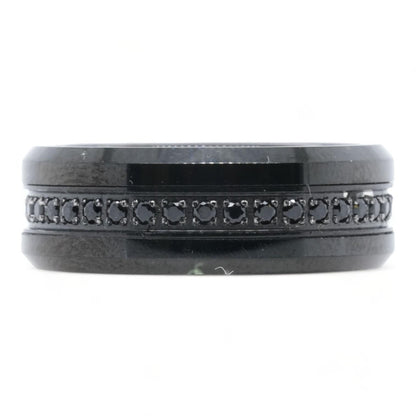 Black Tungsten With Black Cubic Zirconia Band