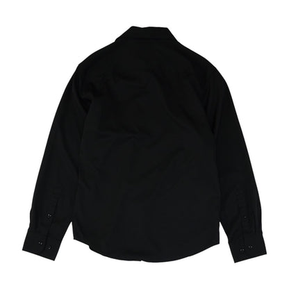 Black Solid Long Sleeve Button Down