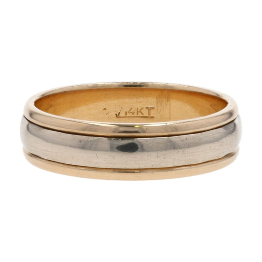 14K Two Tone Gold Polished Grooved Band