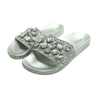 Silver Casual Slide Sandals