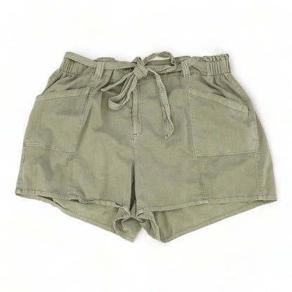 Green Solid Denim Shorts