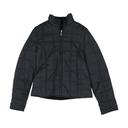 Black Solid Puffer Coat
