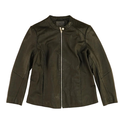 Black Solid Leather Jacket