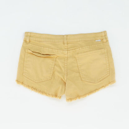 Yellow Solid Denim Shorts