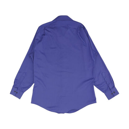 Blue Solid Long Sleeve Button Down