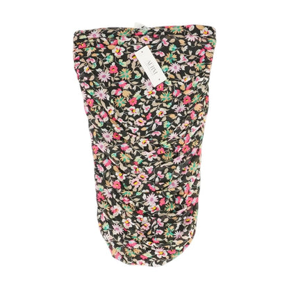 Black Floral Cropped Knit Top