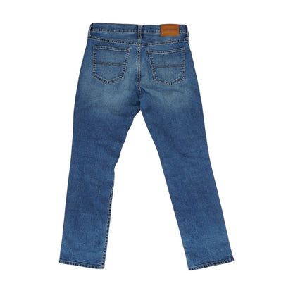 Blue Mid Rise Straight Leg Jeans