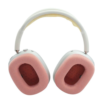 Silver AirPods Max (Lightning) with Red Earpads