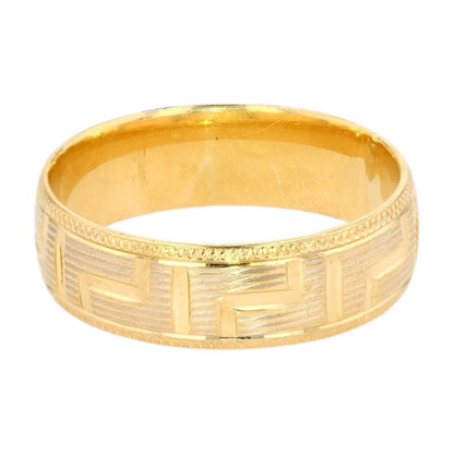 18K Gold Greek Key Patterned Band