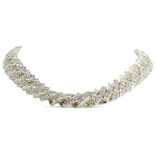 Gold Plated Cuban Link Cubic Zirconia Pendant Necklace