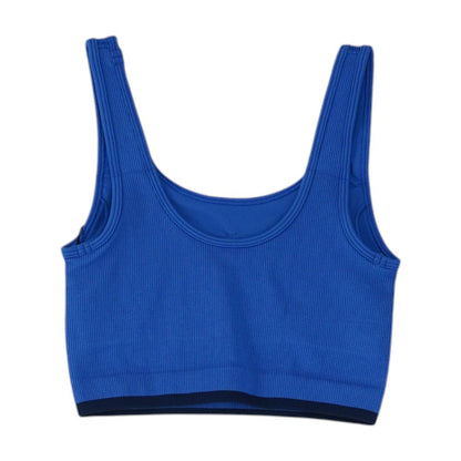 Blue Solid Sports Bra
