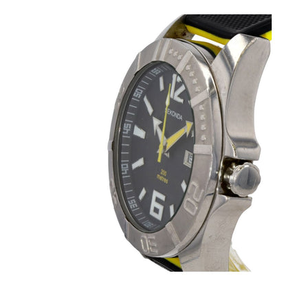 Men's Black And Yellow Band Diver's Stainless Steel Watch