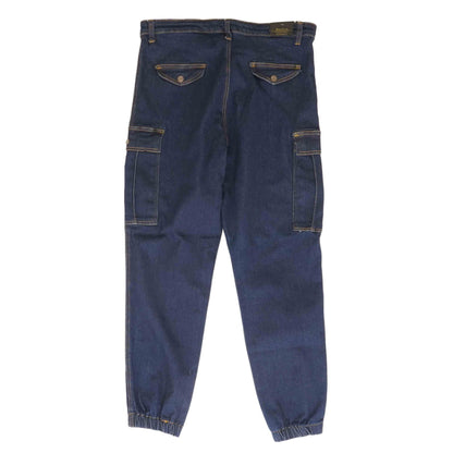 Blue Solid Cargo Pants