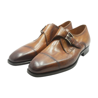 Brown Cuero Marco Single Monk Strap Shoes