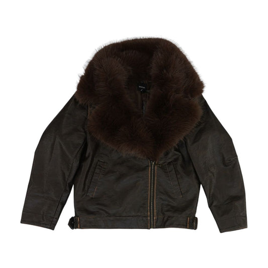 Brown Faux Leather Jacket