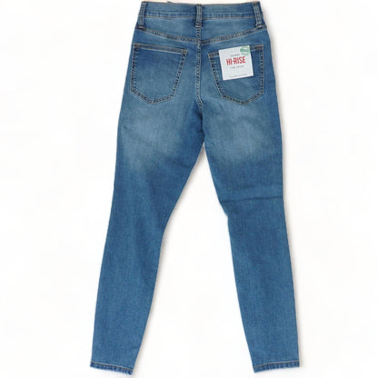 Blue Solid High Rise Skinny Leg Jeans
